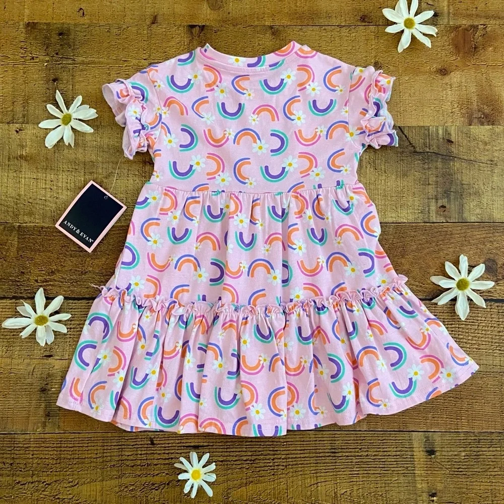DRESSES (2) Pink Rainbow Daisy Summer Dress NWT + Mint Green Eyelet Dress
